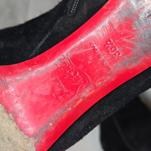 Christian Louboutin Women Black Suede Heeled Boots Shoes Sz 36.5/6.5 - Picture 16 of 16